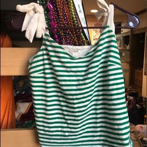 Super cute green and white stripped j crew tank